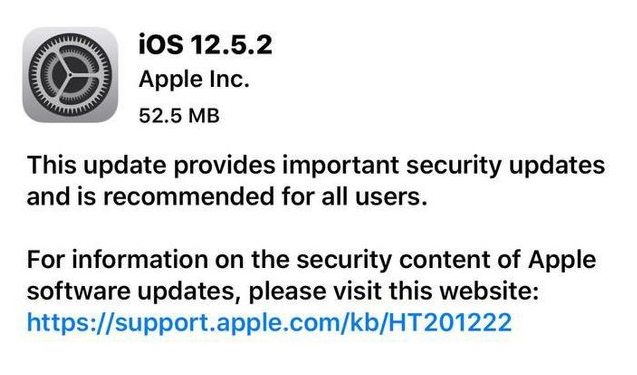 巴州苹果手机维修分享iOS12.5.2发布，建议所有老苹果用户安装 